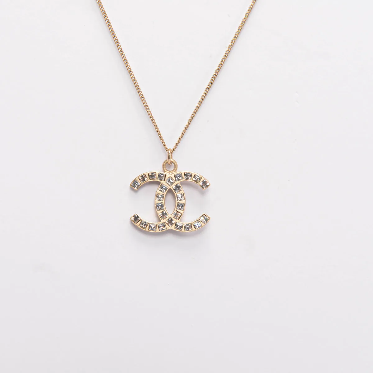 Chanel Gold Baguette Crystal CC Necklace