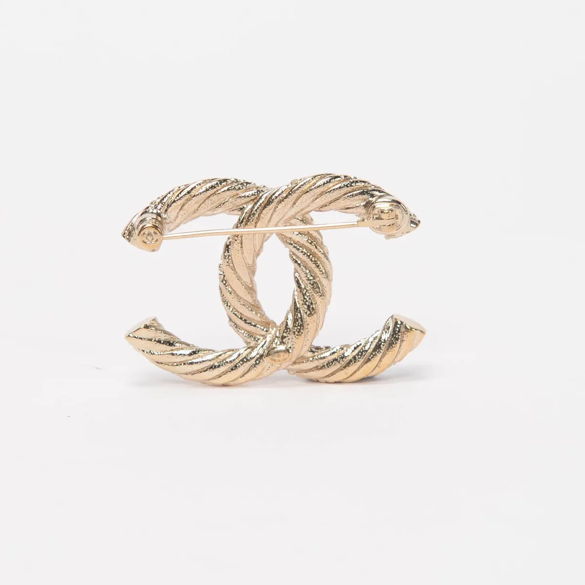 Chanel Light Gold CC Twist Brooch