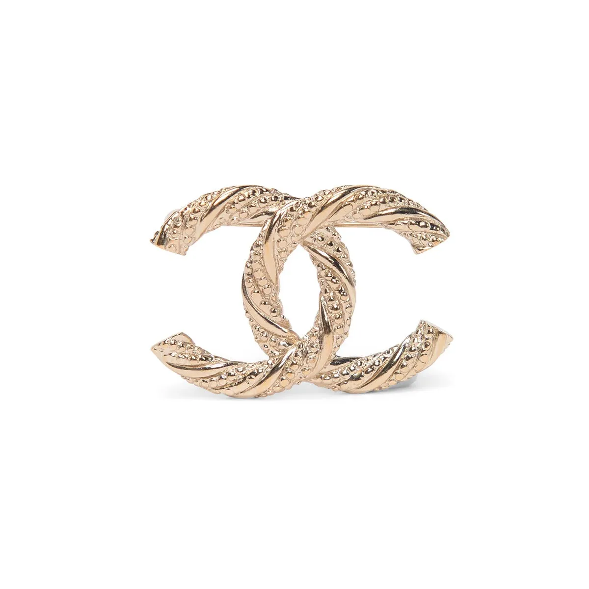 Chanel Light Gold CC Twist Brooch