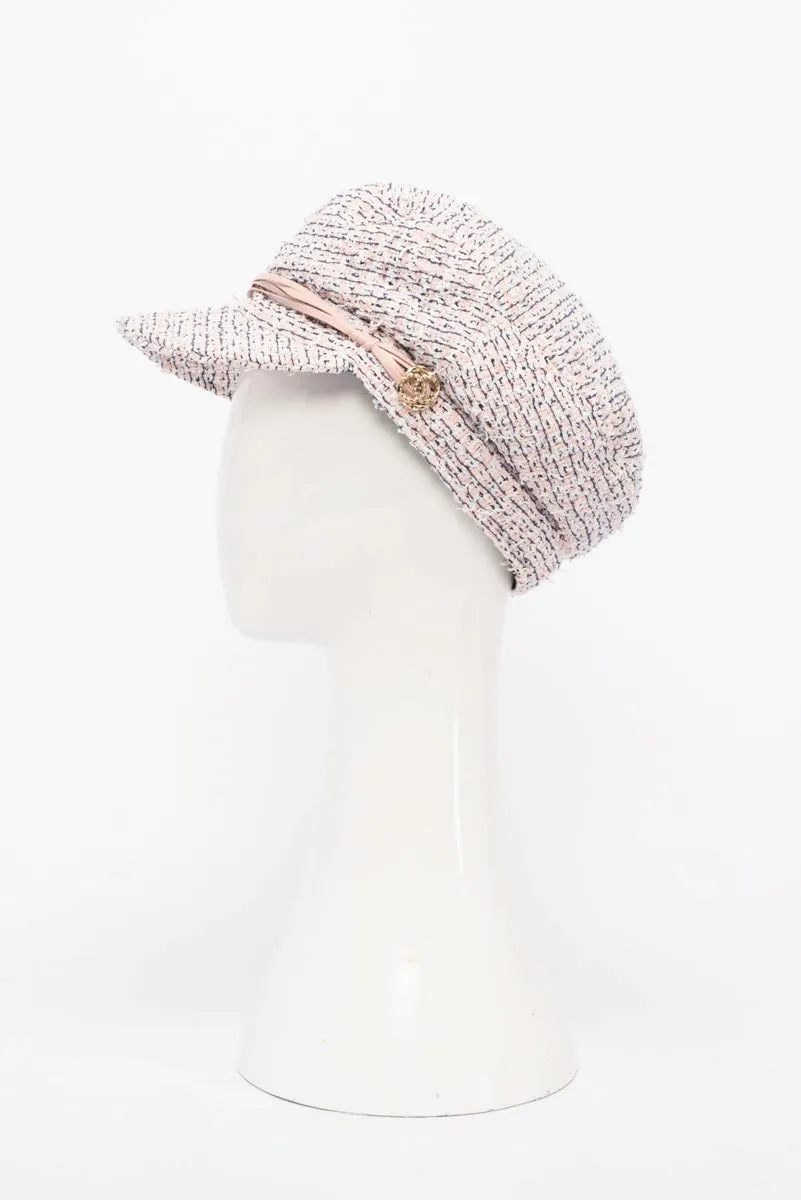 Chanel Pink Tweed Newsboy Cap