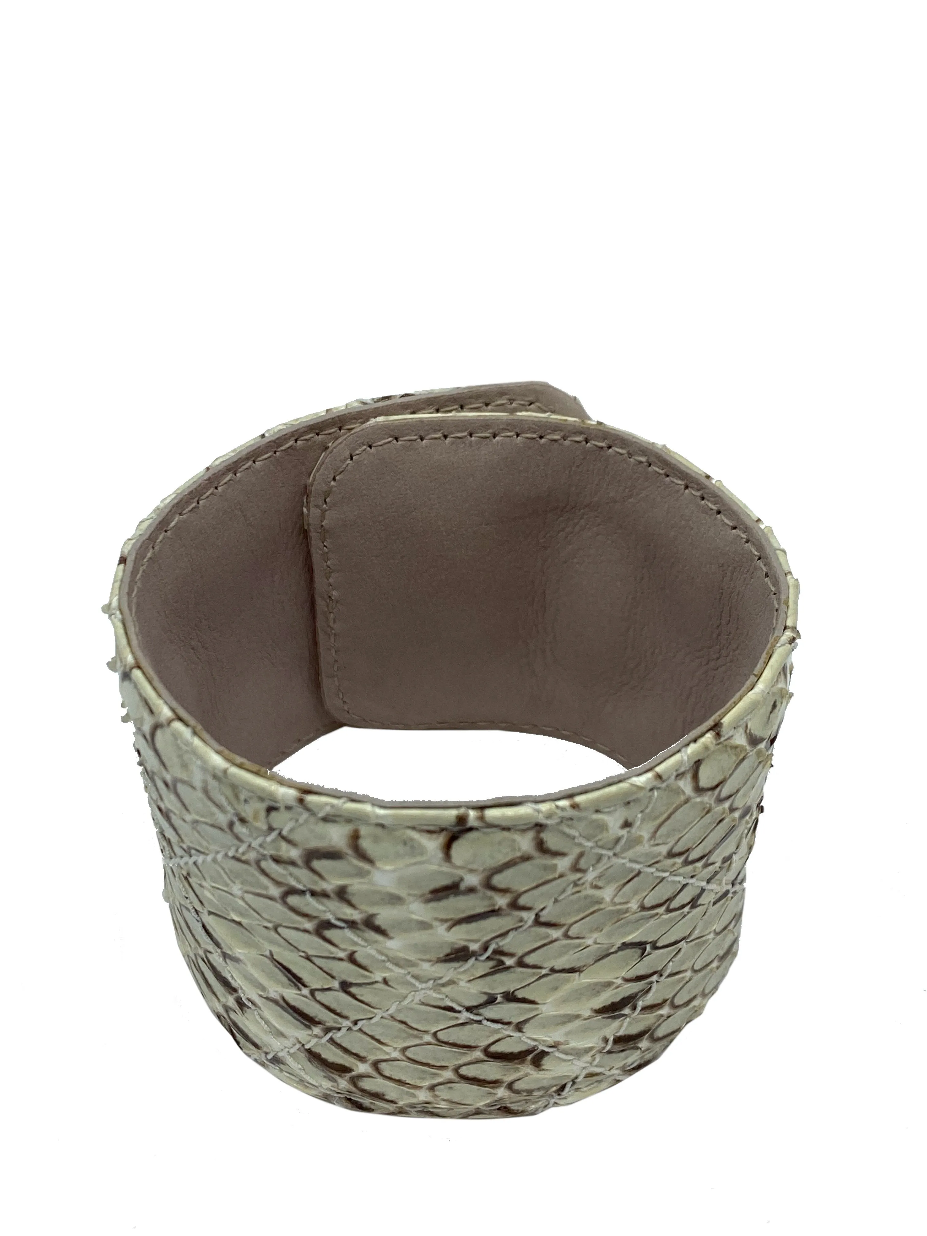 Chanel Python Snakeskin CC Logo Cuff Bracelet