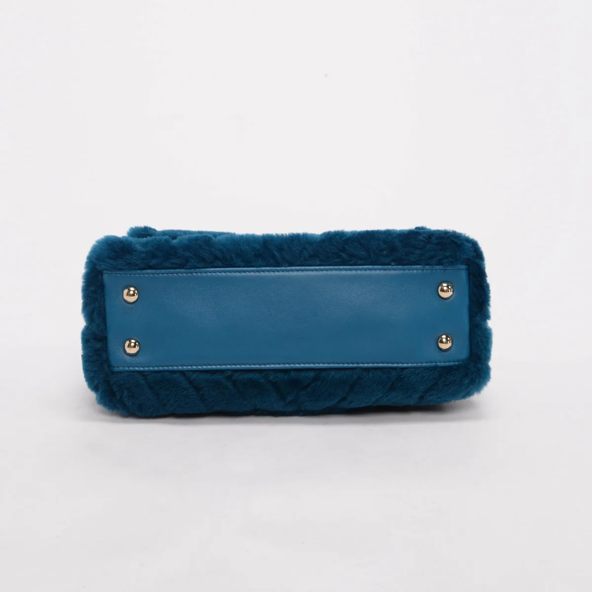 Chanel Teal Shearling Small Coco Handle Bag