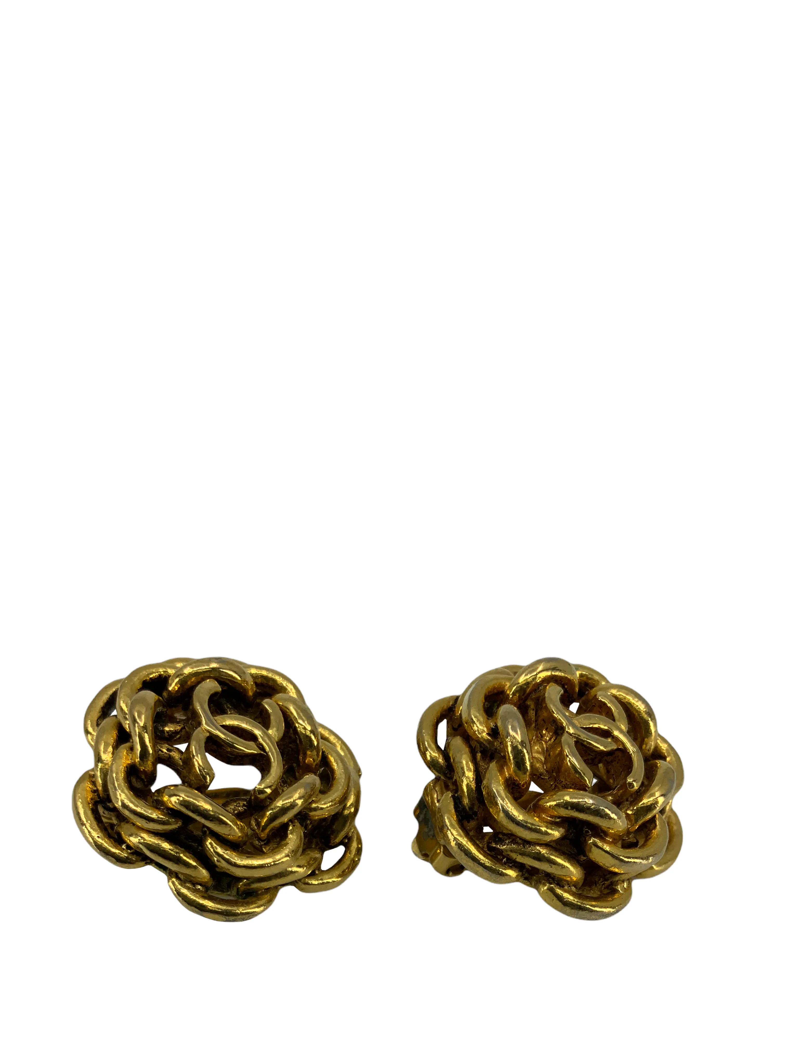 Chanel Vintage CC Logo Chunky Links Clip On Earrings