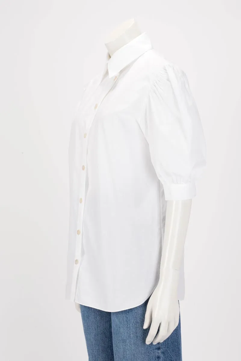 Chanel White Cotton CC Blouse FR 38