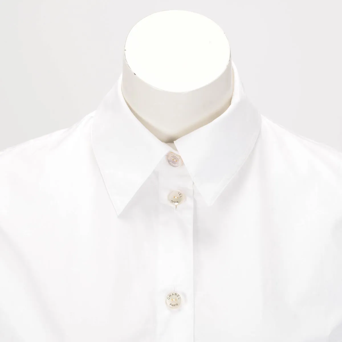 Chanel White Cotton CC Blouse FR 38