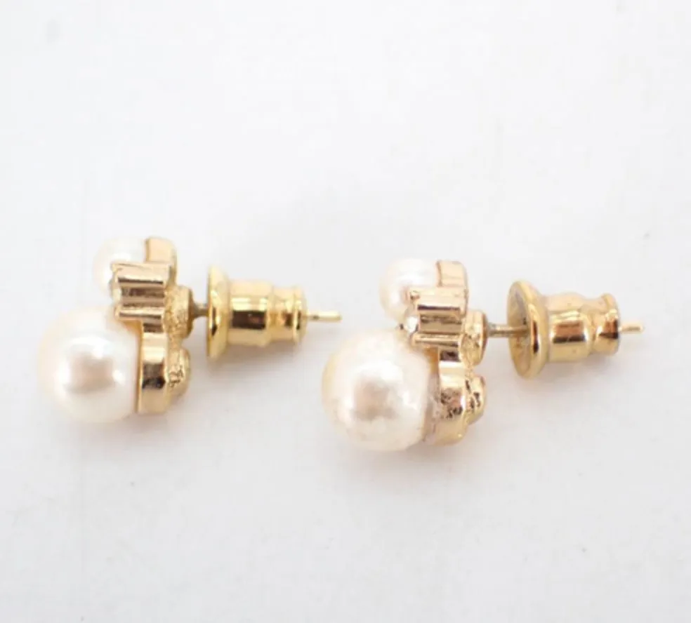 Christian Dior Rhombus Faux Pearl Earrings