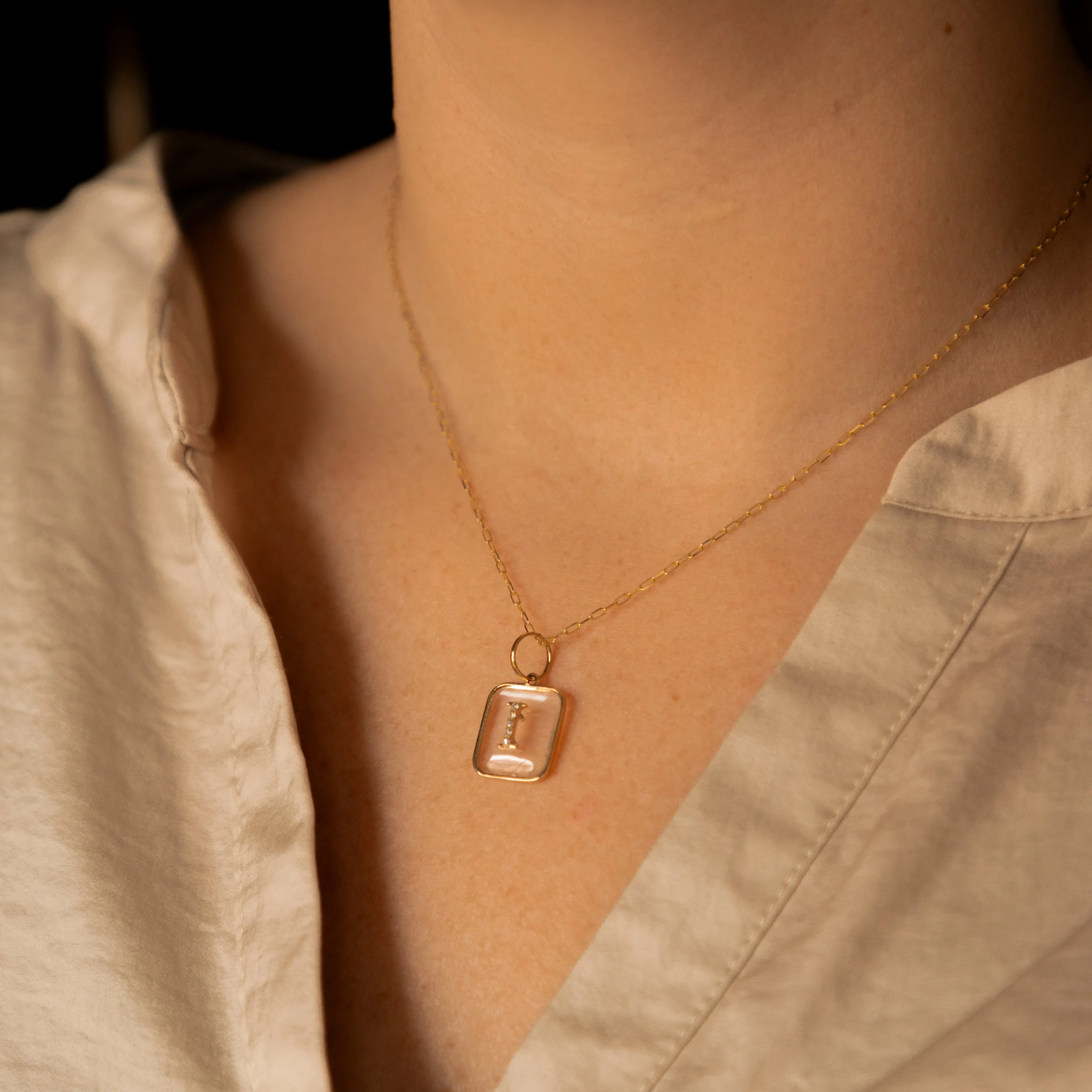 Crystal Diamond Initial Pendant Necklace