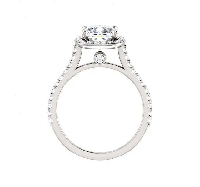 Cushion Halo with Round Center and side diamonds