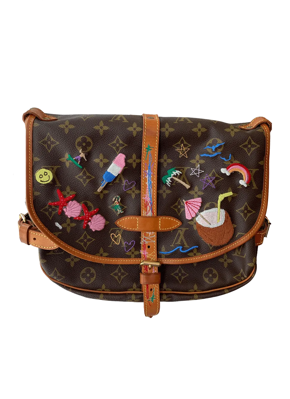 Custom Embroidered Louis Vuitton Sologne Purse