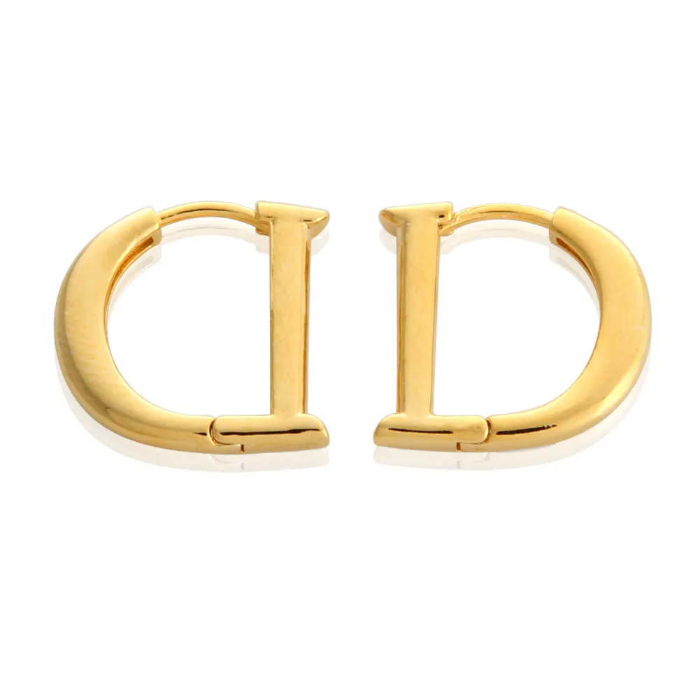 D Shape Huggie Hoop Earrings