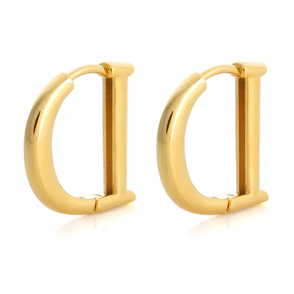 D Shape Huggie Hoop Earrings