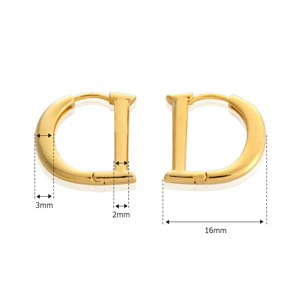 D Shape Huggie Hoop Earrings