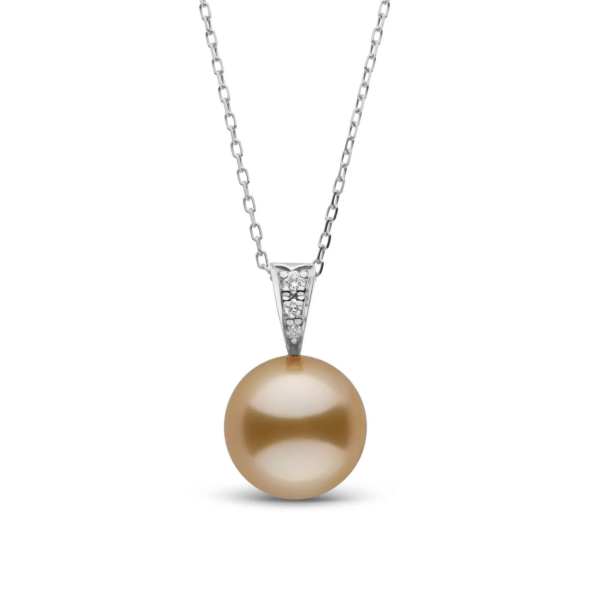 Desire Collection Golden 10.0-11.0 mm South Sea Pearl and Diamond Pendant