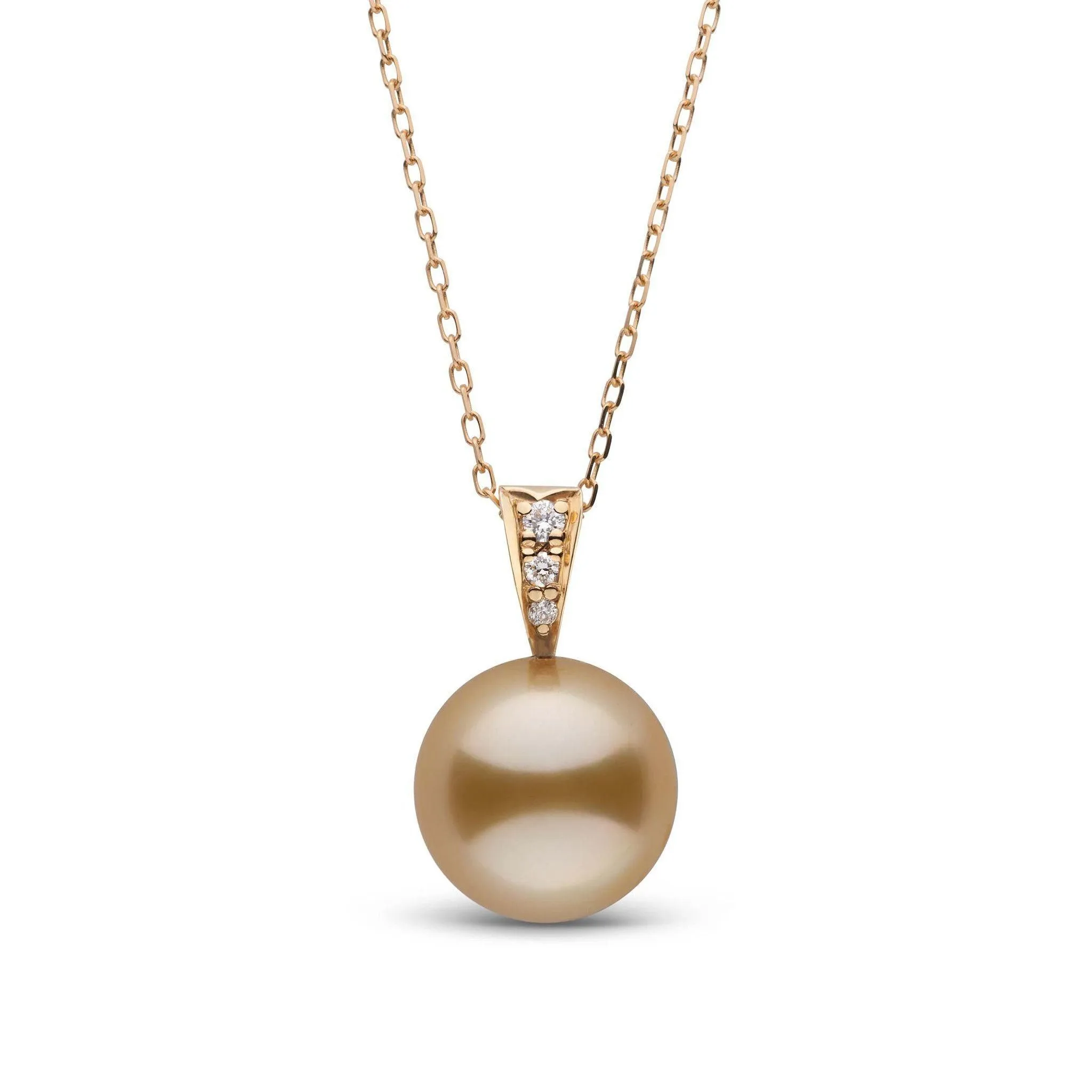 Desire Collection Golden 10.0-11.0 mm South Sea Pearl and Diamond Pendant