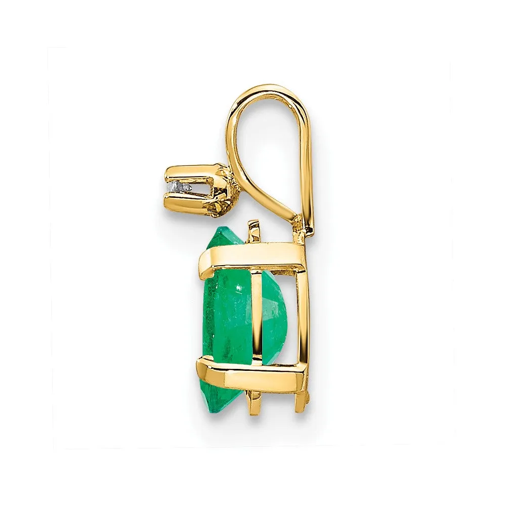 Diamond & Emerald Birthstone Pendant in 14k Yellow Gold