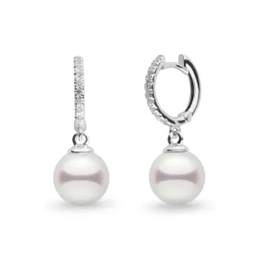 Diamond Small Hoop Collection 8.0-8.5 mm Akoya Pearl Earrings