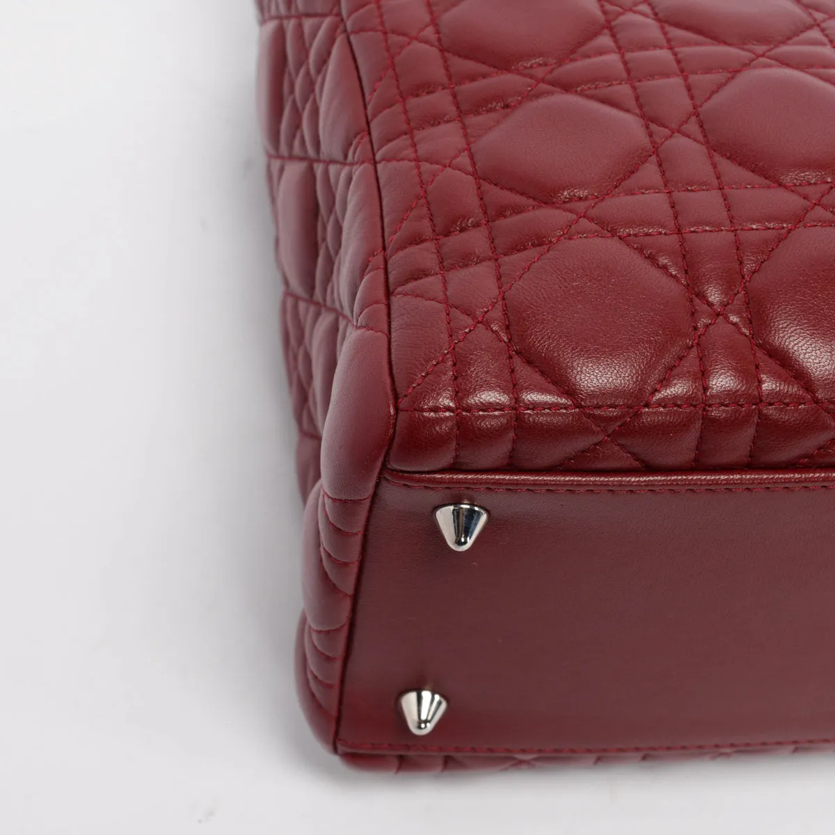 Dior Burgundy Cannage Lambskin Medium Lady Dior