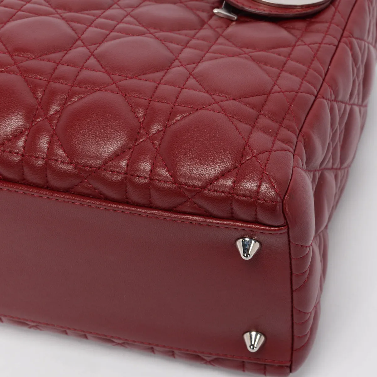 Dior Burgundy Cannage Lambskin Medium Lady Dior