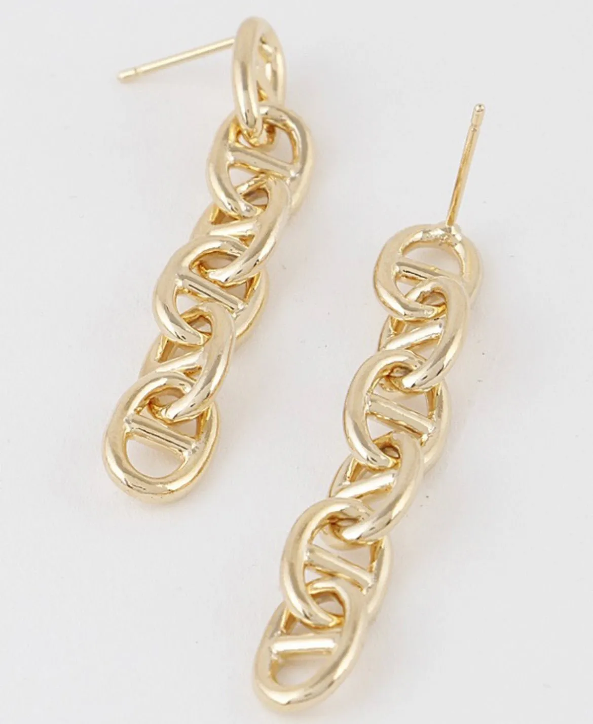 Dior inspired gold dipped chain link earrings