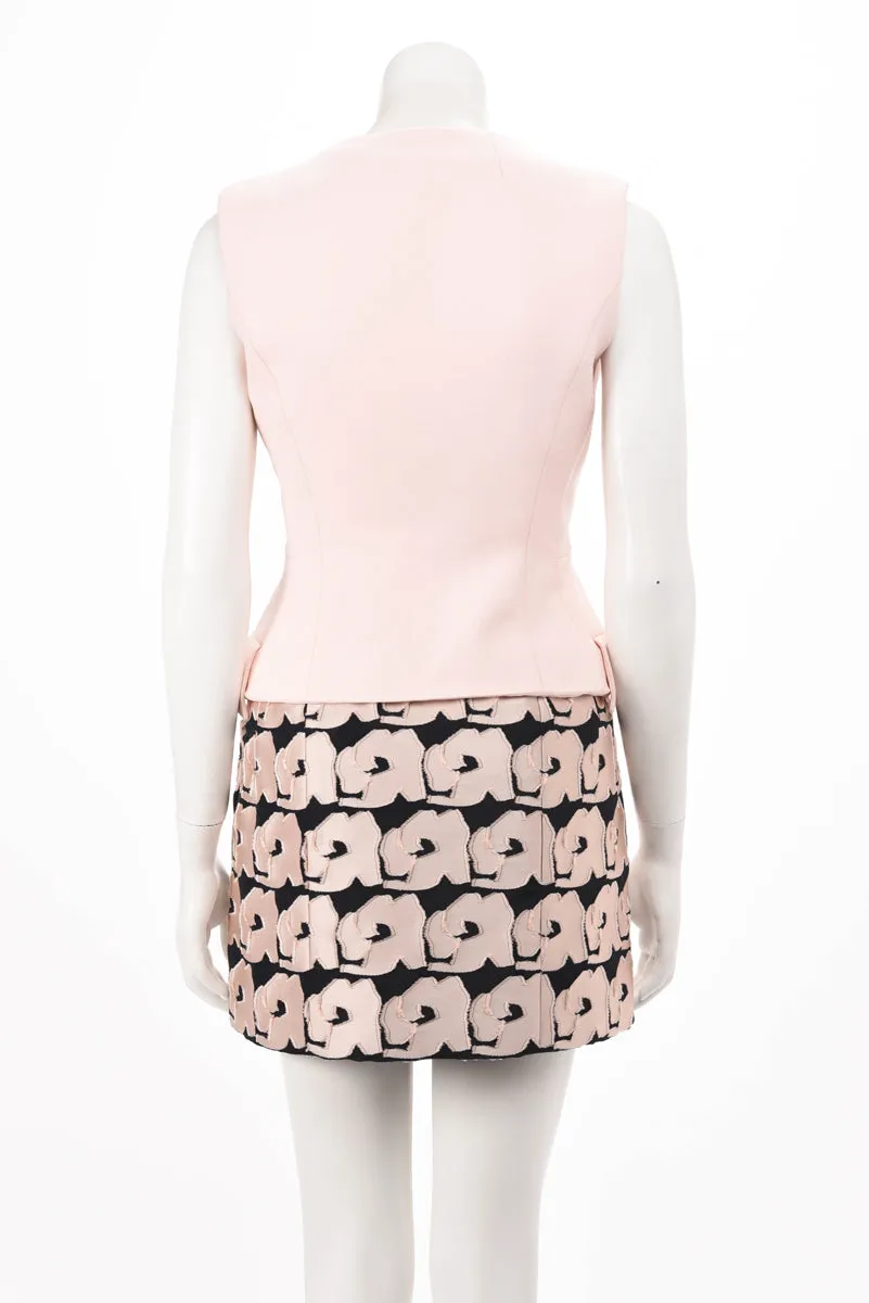 Dior Pink & Black Jacquard Scoop Neck Dress FR 38