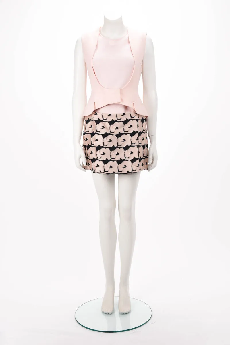 Dior Pink & Black Jacquard Scoop Neck Dress FR 38