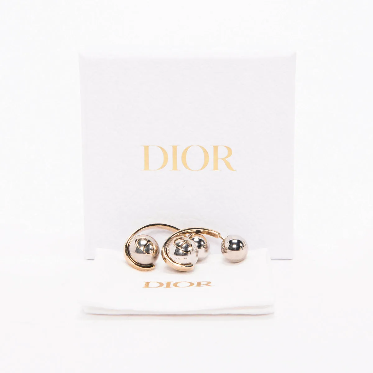 Dior Silver Metal Tribales Hoop Earrings