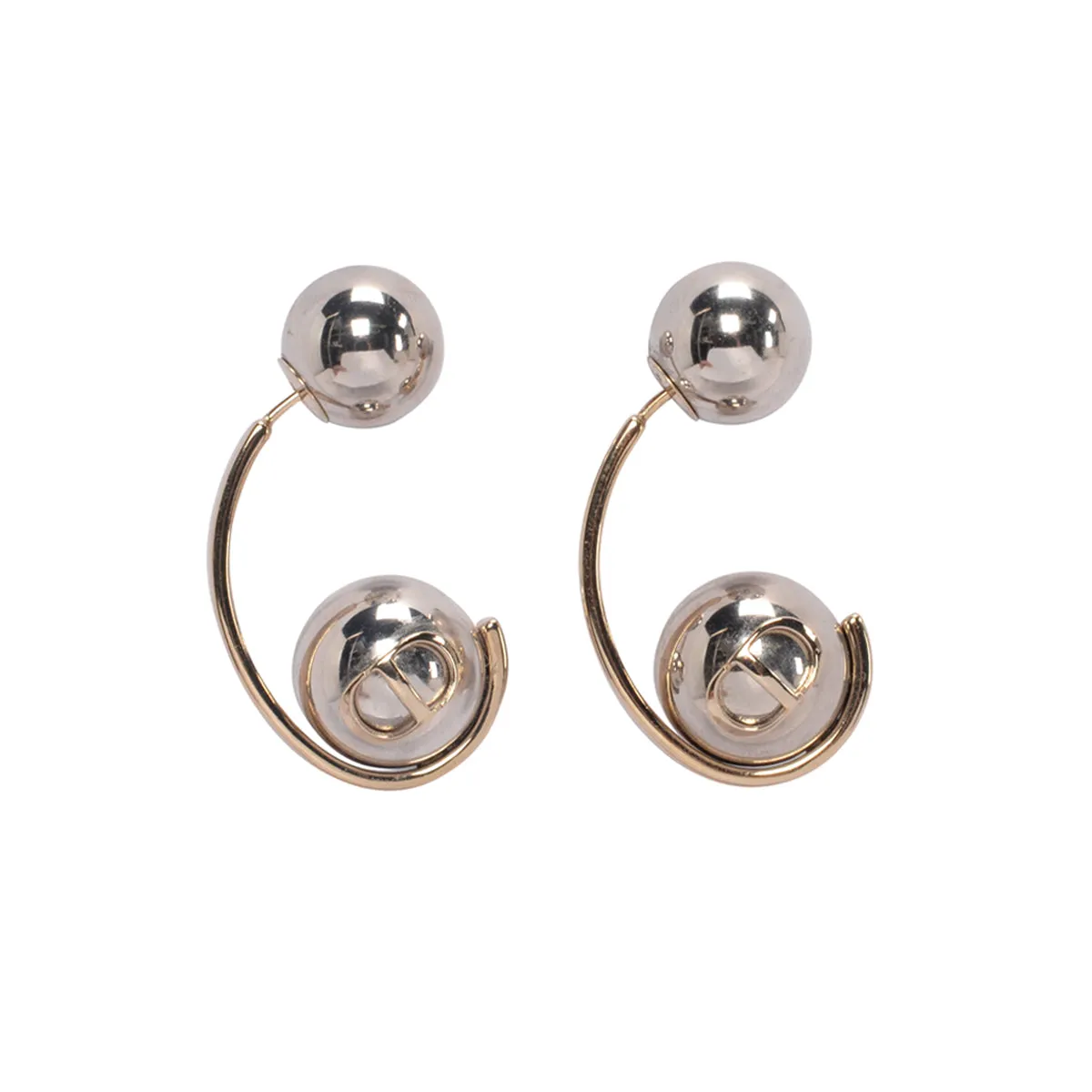 Dior Silver Metal Tribales Hoop Earrings