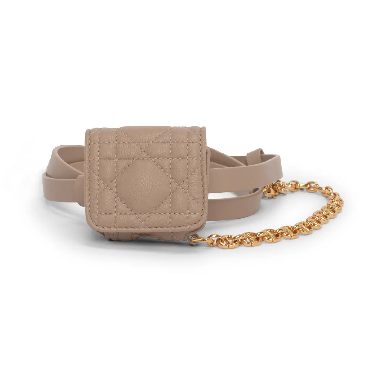 Dior Taupe Calfskin Caro Belt With Pods Pouch