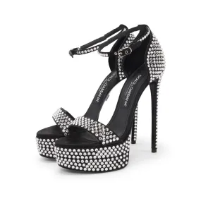 Dolce & Gabbana Black Satin & Crystal Kiera Pumps 37