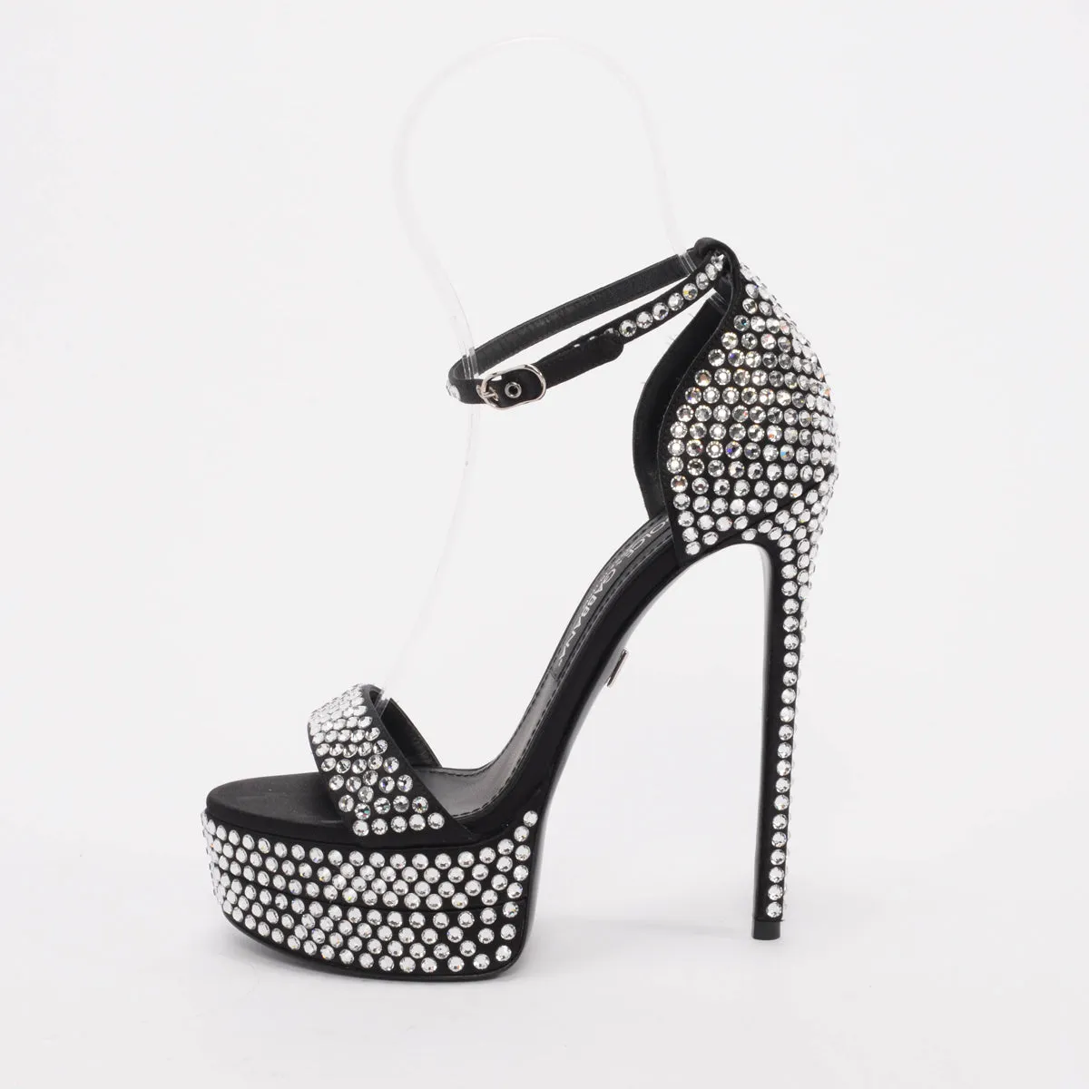 Dolce & Gabbana Black Satin & Crystal Kiera Pumps 37