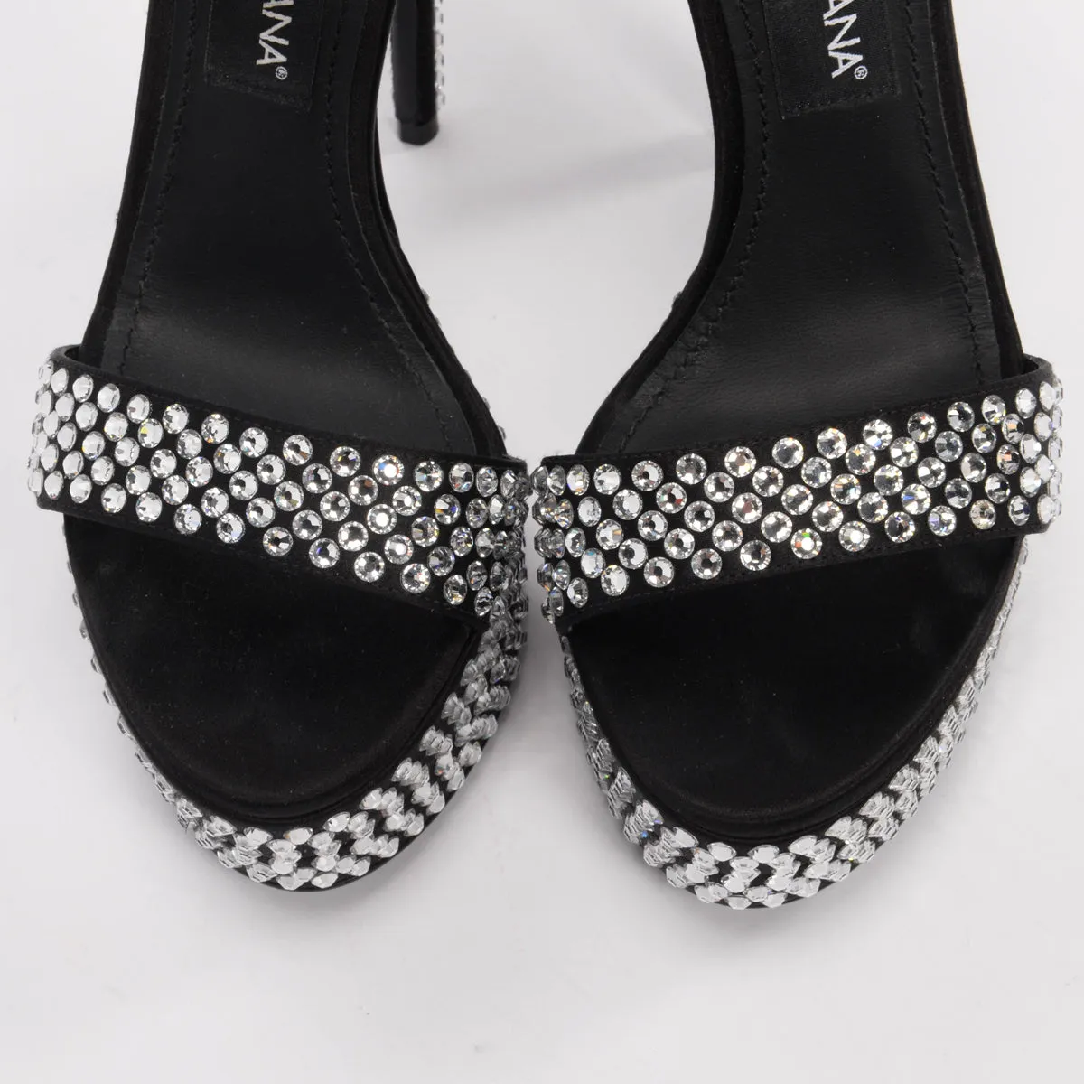 Dolce & Gabbana Black Satin & Crystal Kiera Pumps 37