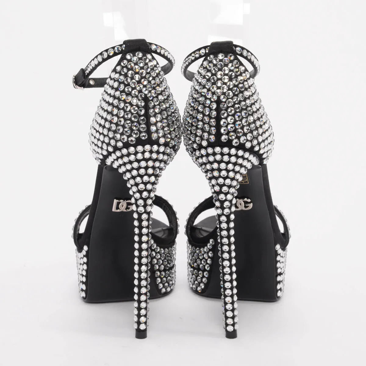 Dolce & Gabbana Black Satin & Crystal Kiera Pumps 37