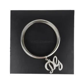 Dolce and Gabbana Crystal Initial Charm Stacked Bangle Bracelet