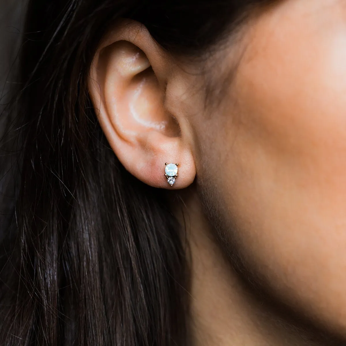 Dolce Studs in White Opal