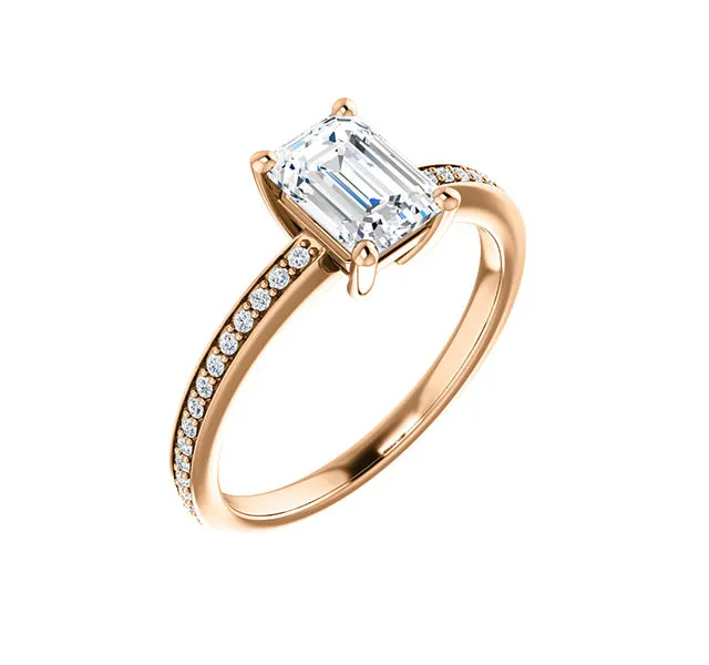 Emerald Cut Center with Side Round Diamonds