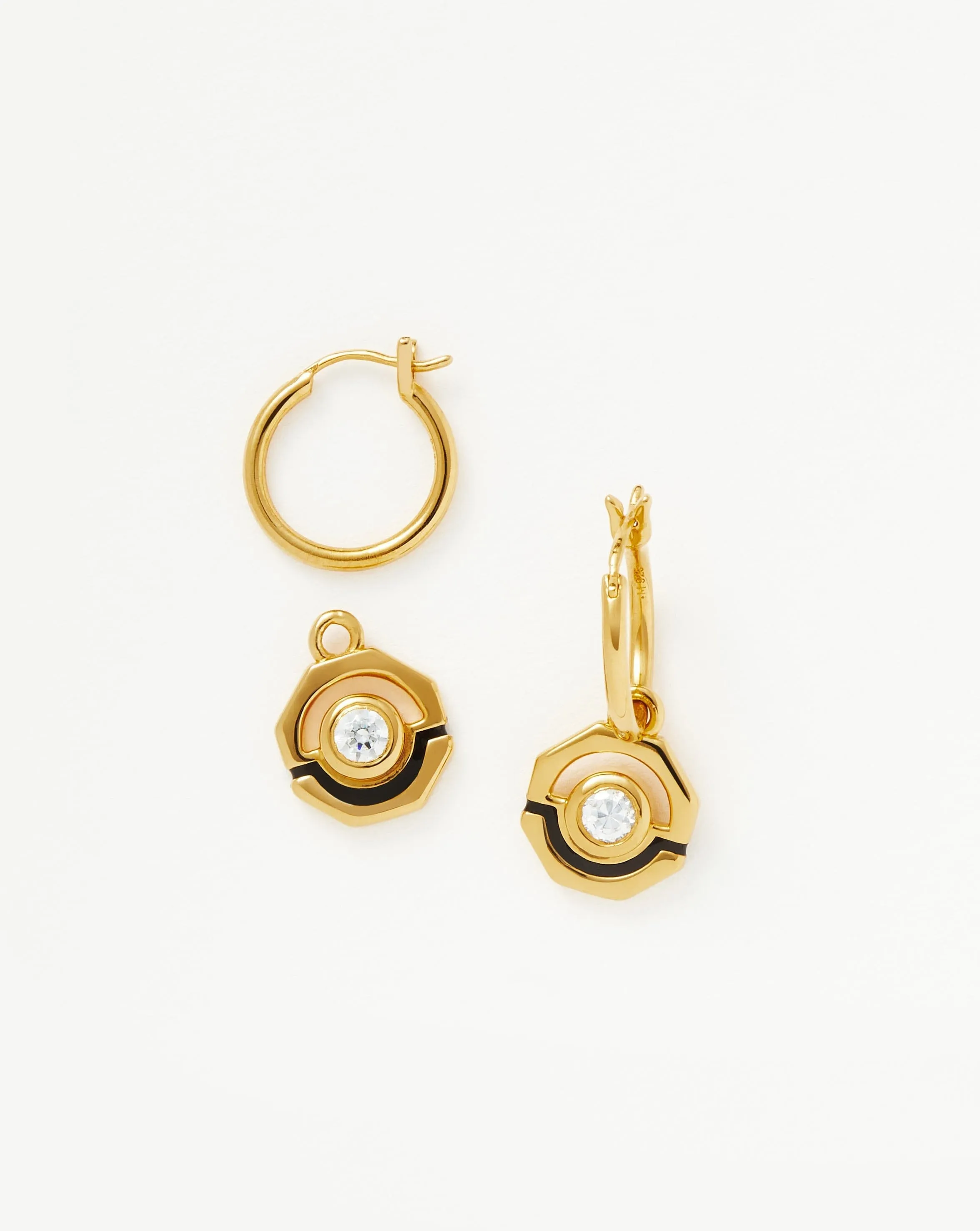 Enamel & Stone Charm Mini Hoop Earrings