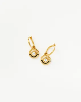 Enamel & Stone Charm Mini Hoop Earrings