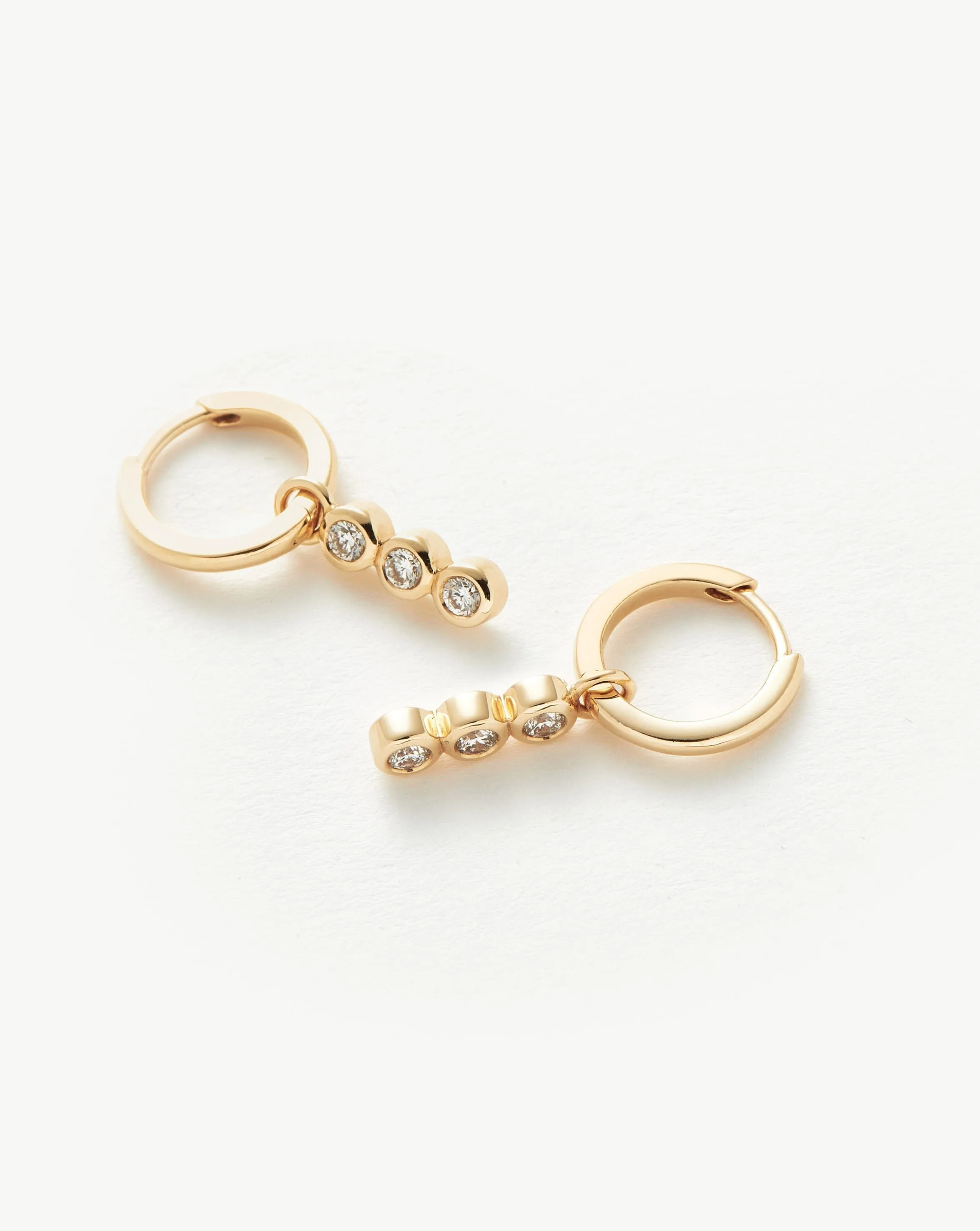 Fine Diamond Charm Hoop Earrings