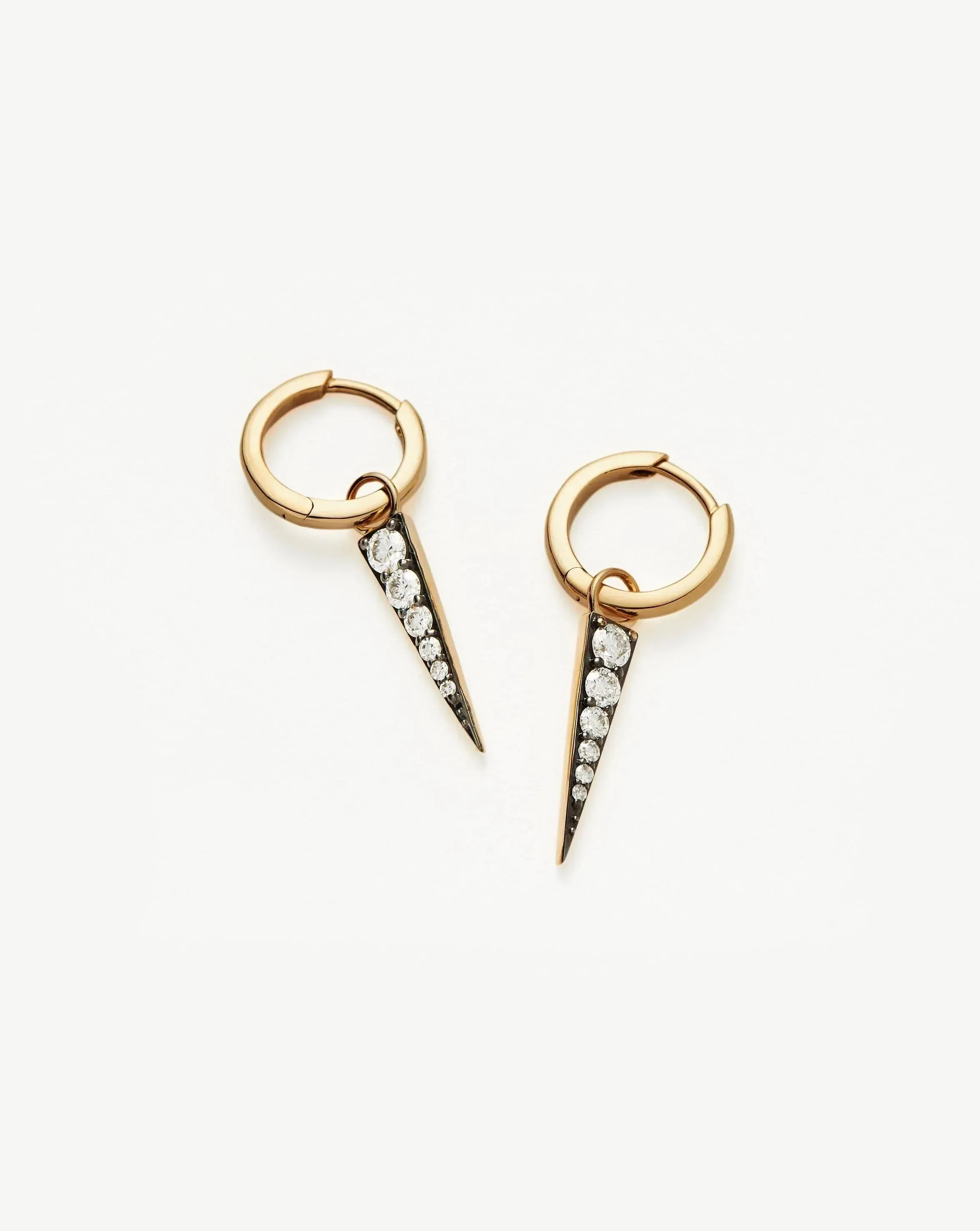 Fine Diamond Spike Charm Hoop Earrings