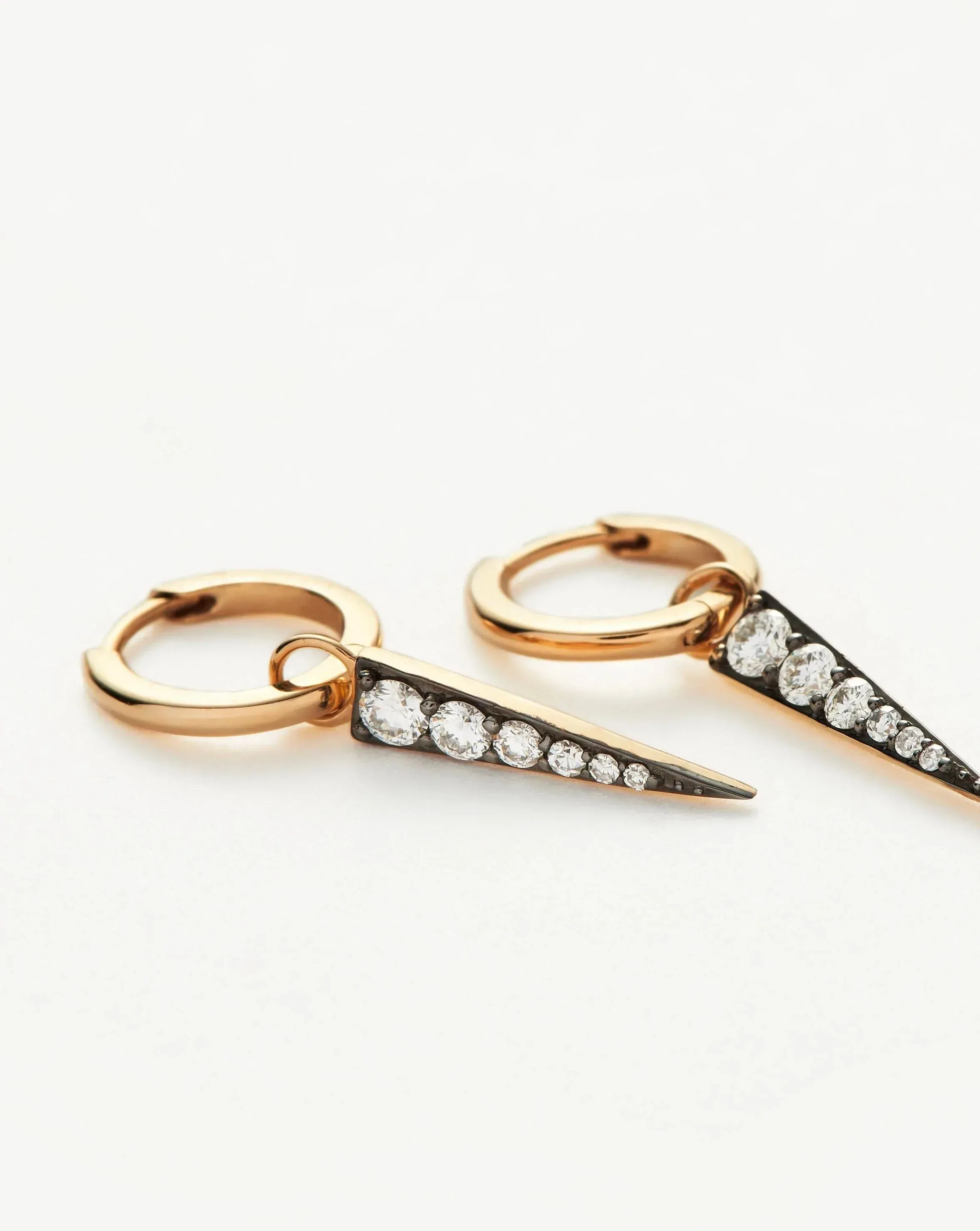 Fine Diamond Spike Charm Hoop Earrings