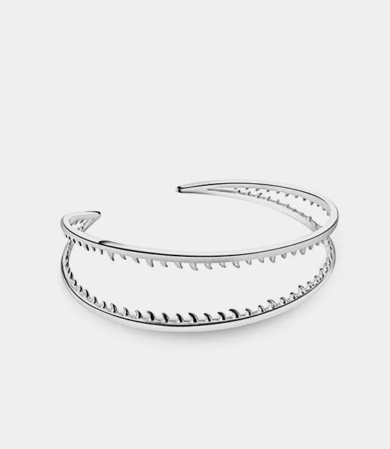 Flores open cuff bracelet  | Sterling Silver - White Rhodium