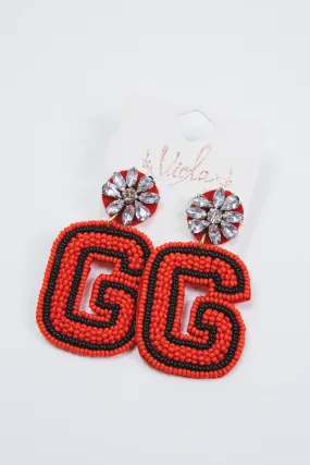 Georgia Gameday G Earrings, Red/Black