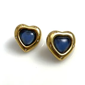 Givenchy Blue & Gold Heart Earrings