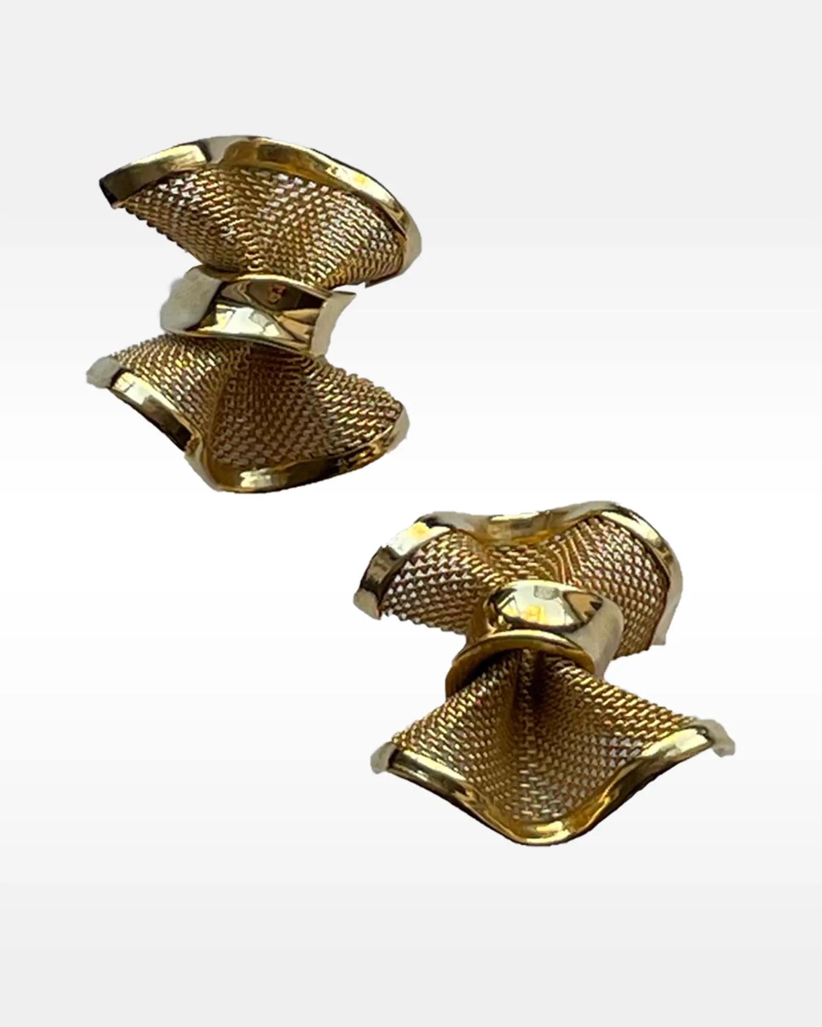 Givenchy Gold Mesh Bow Shaped Clip Earrings