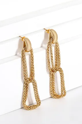 Gold-Plated D-Shaped Drop Earrings