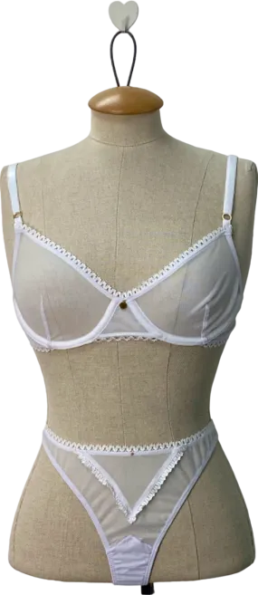 White Dolce Bra and Tanga Set by Gooseberry Intimates, UK Small Size