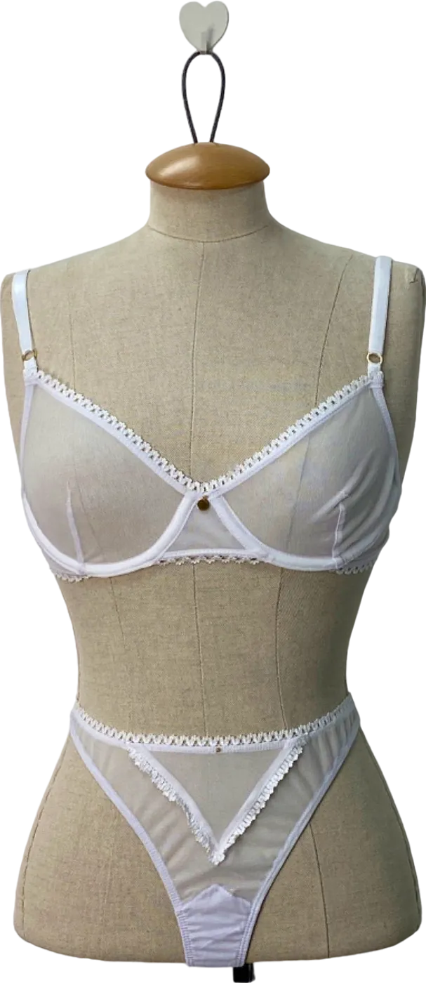 White Dolce Bra and Tanga Set by Gooseberry Intimates, UK Small Size