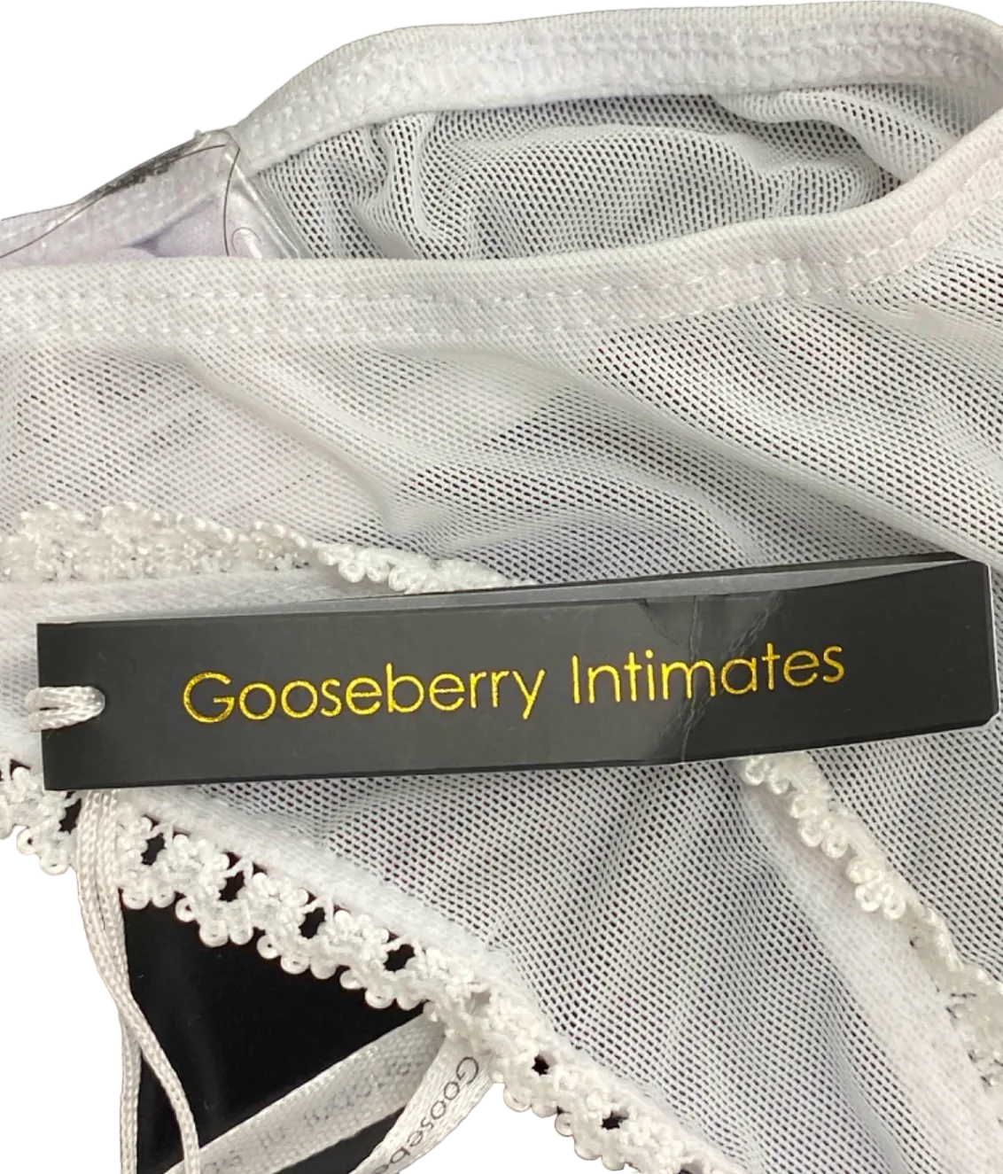 White Dolce Bra and Tanga Set by Gooseberry Intimates, UK Small Size