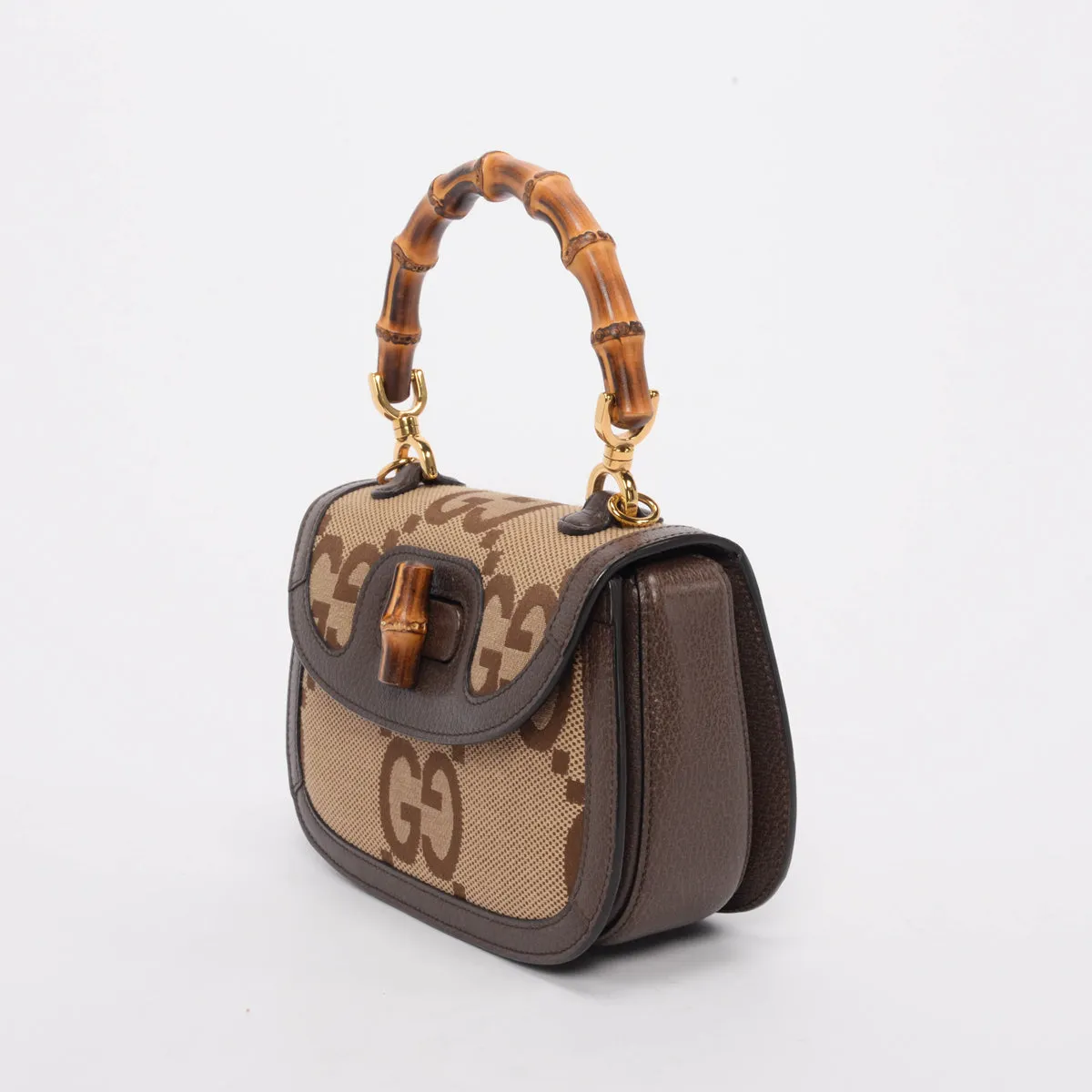 Gucci Brown Jumbo GG Small Bamboo 1947 Bag