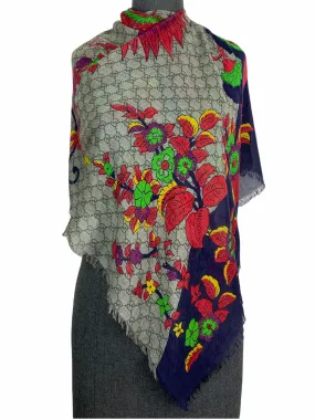 Luxury Gucci Monogram Floral Print Shawl Scarf for Elegant Styling